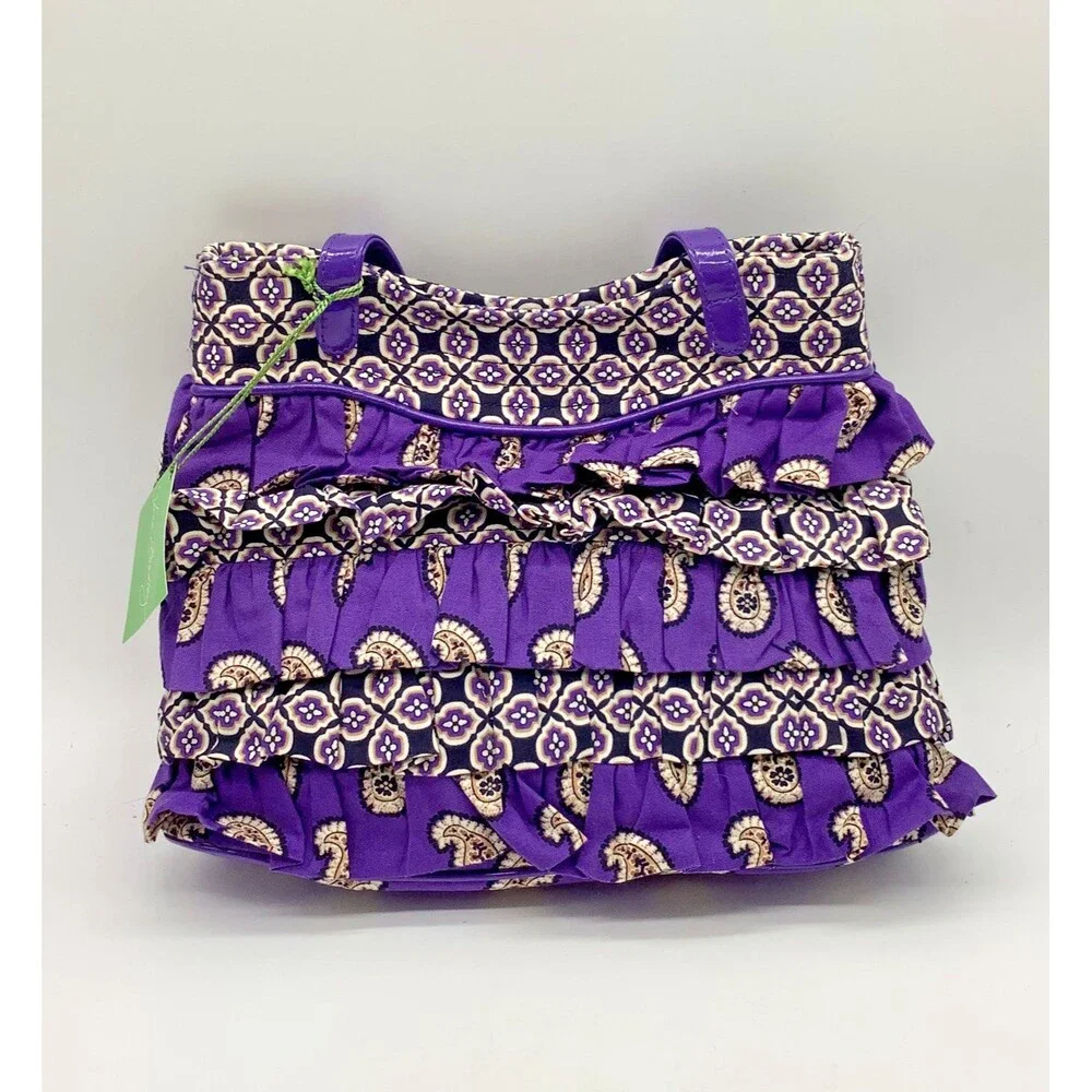 NWT Cha Cha Vera Bradley Purse Bag Simply Violet Ruffled Purple Paisley Retired